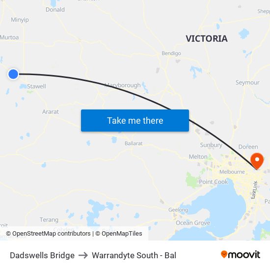 Dadswells Bridge to Warrandyte South - Bal map
