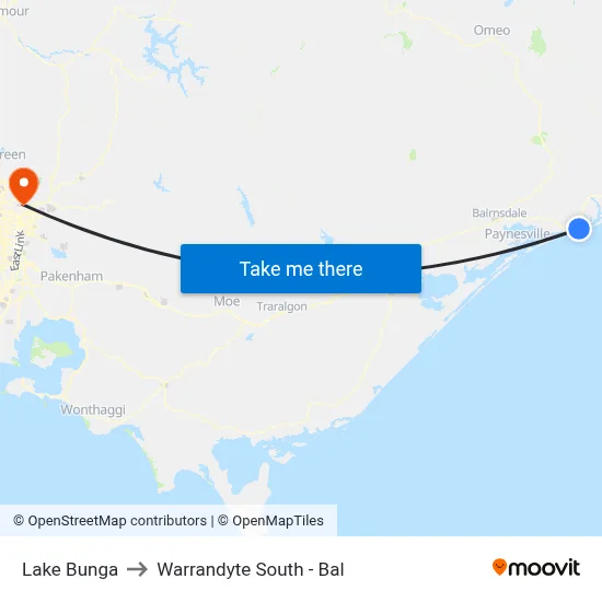 Lake Bunga to Warrandyte South - Bal map