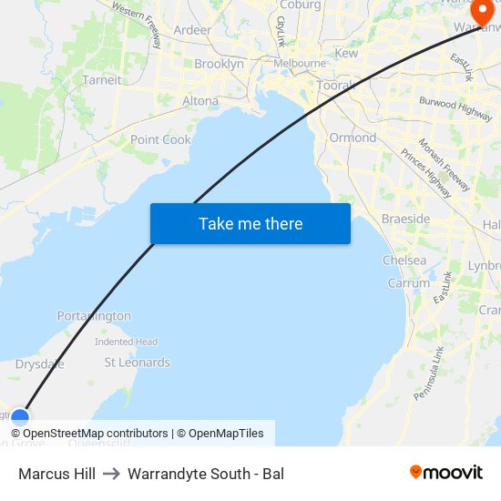 Marcus Hill to Warrandyte South - Bal map