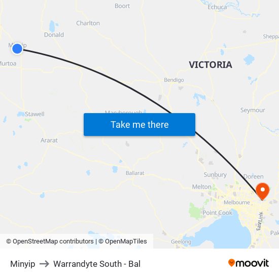 Minyip to Warrandyte South - Bal map