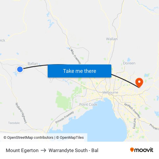 Mount Egerton to Warrandyte South - Bal map