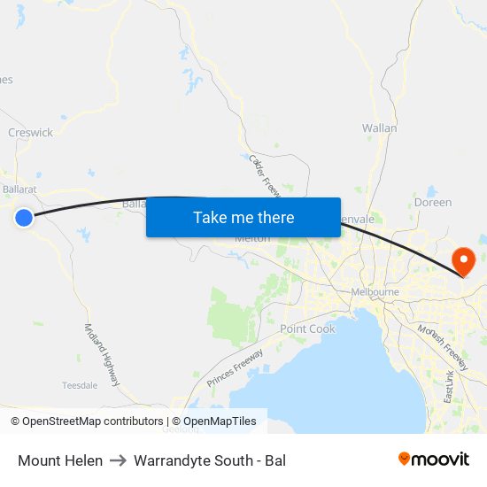 Mount Helen to Warrandyte South - Bal map