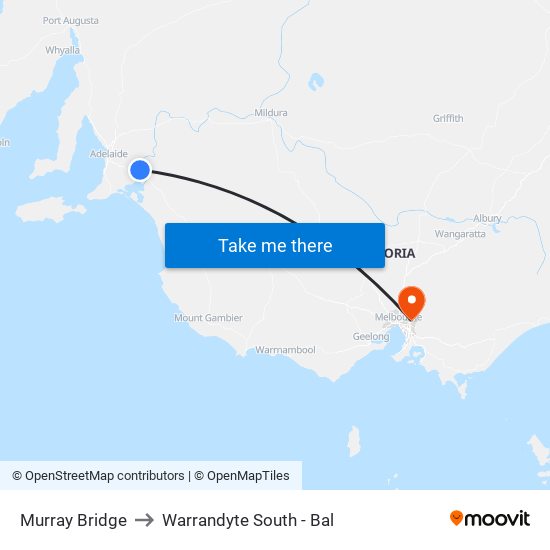 Murray Bridge to Warrandyte South - Bal map