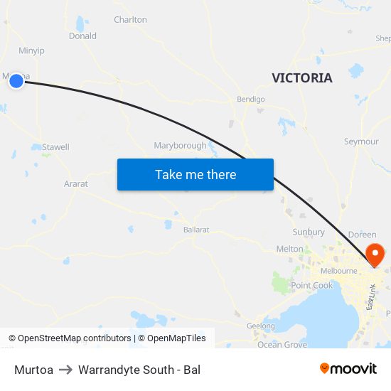 Murtoa to Warrandyte South - Bal map