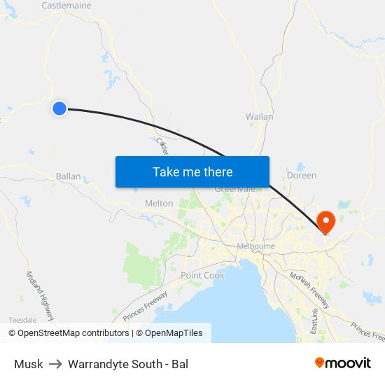 Musk to Warrandyte South - Bal map