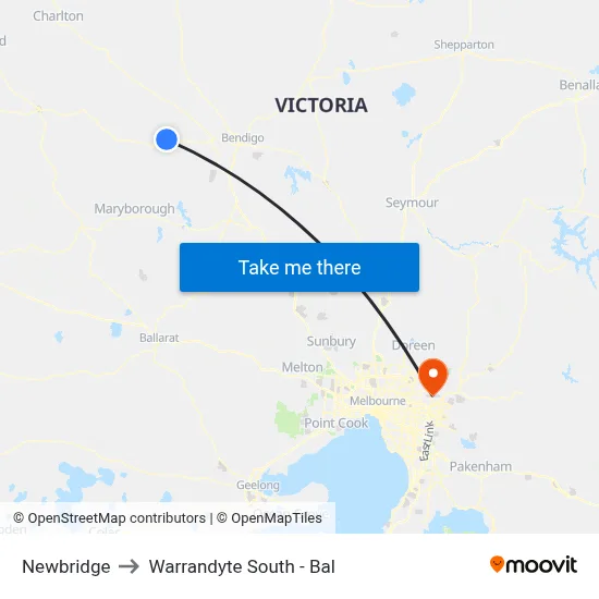Newbridge to Warrandyte South - Bal map
