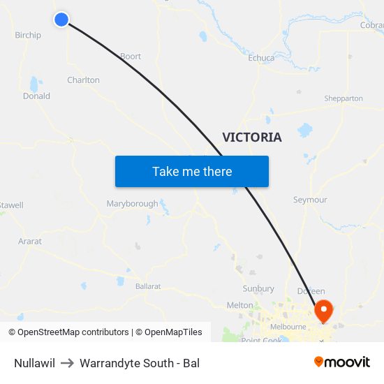 Nullawil to Warrandyte South - Bal map