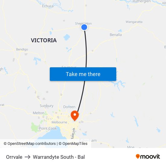 Orrvale to Warrandyte South - Bal map