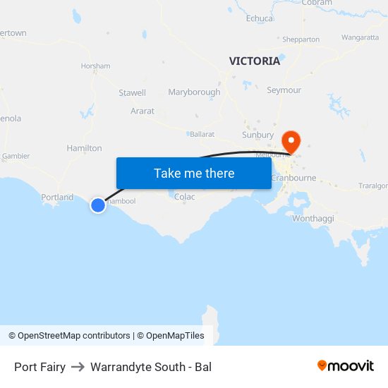 Port Fairy to Warrandyte South - Bal map