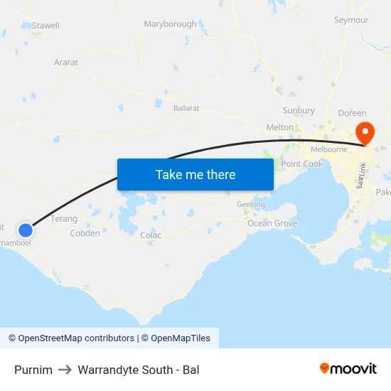 Purnim to Warrandyte South - Bal map