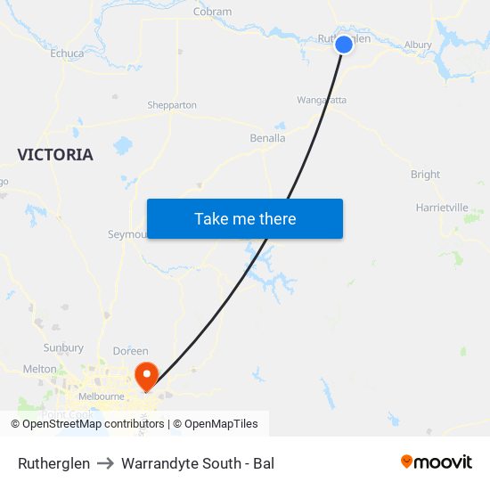 Rutherglen to Warrandyte South - Bal map