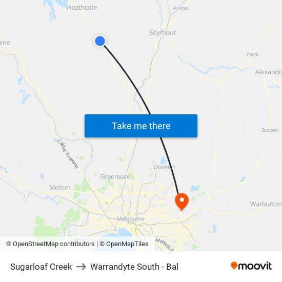 Sugarloaf Creek to Warrandyte South - Bal map