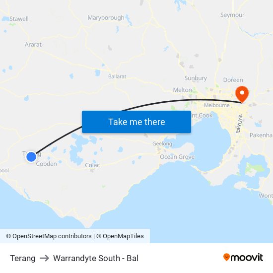 Terang to Warrandyte South - Bal map