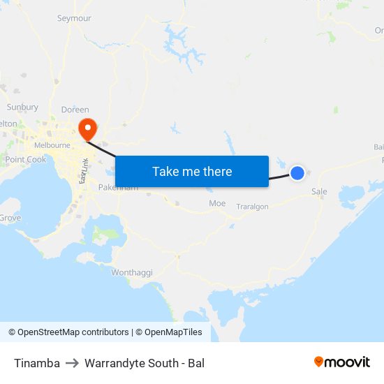 Tinamba to Warrandyte South - Bal map