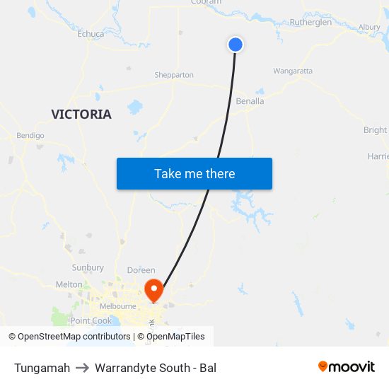 Tungamah to Warrandyte South - Bal map