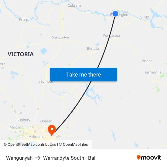 Wahgunyah to Warrandyte South - Bal map