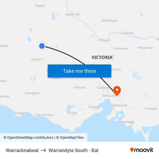 Warracknabeal to Warrandyte South - Bal map