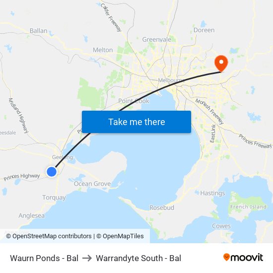 Waurn Ponds - Bal to Warrandyte South - Bal map