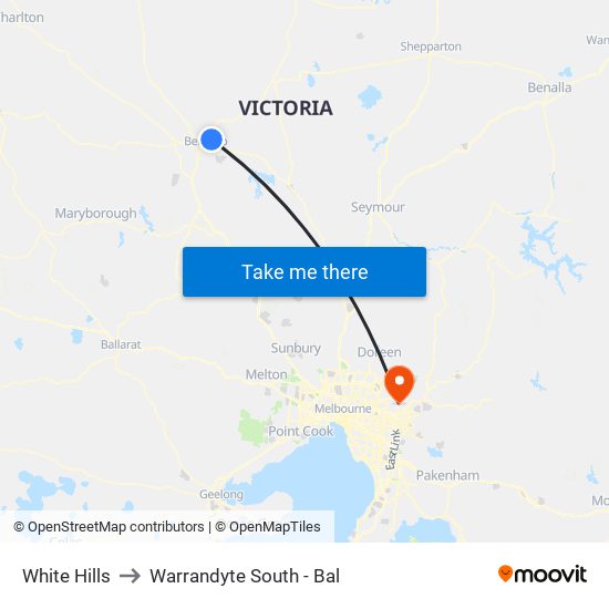 White Hills to Warrandyte South - Bal map