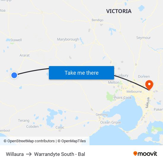 Willaura to Warrandyte South - Bal map