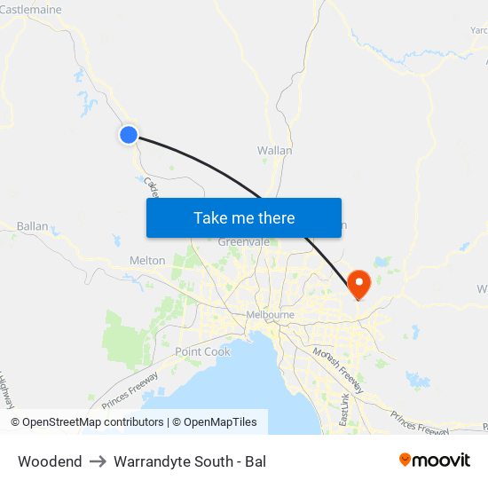 Woodend to Warrandyte South - Bal map