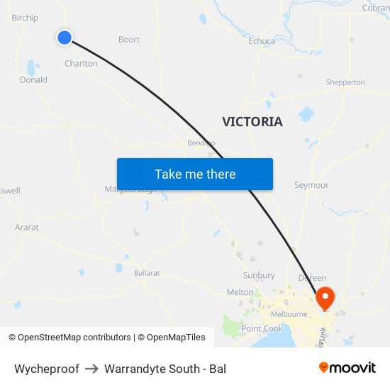 Wycheproof to Warrandyte South - Bal map