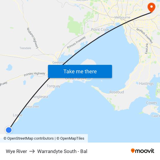 Wye River to Warrandyte South - Bal map