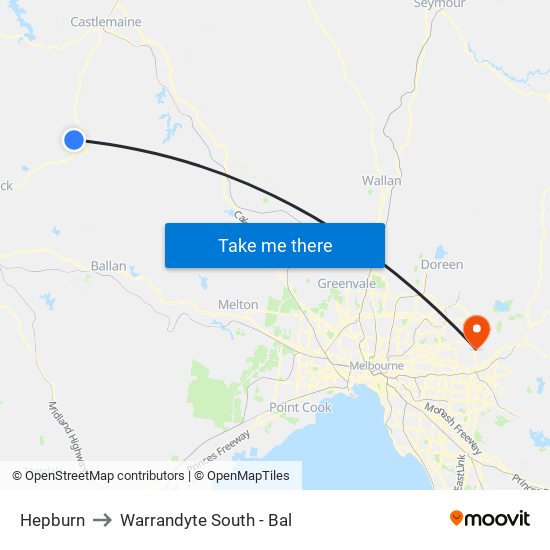 Hepburn to Warrandyte South - Bal map