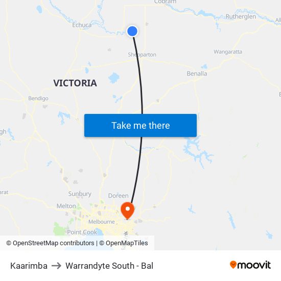 Kaarimba to Warrandyte South - Bal map