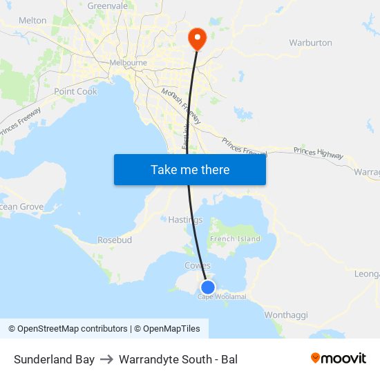 Sunderland Bay to Warrandyte South - Bal map