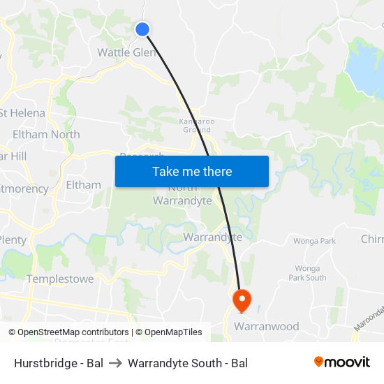 Hurstbridge - Bal to Warrandyte South - Bal map