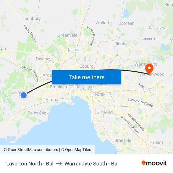 Laverton North - Bal to Warrandyte South - Bal map