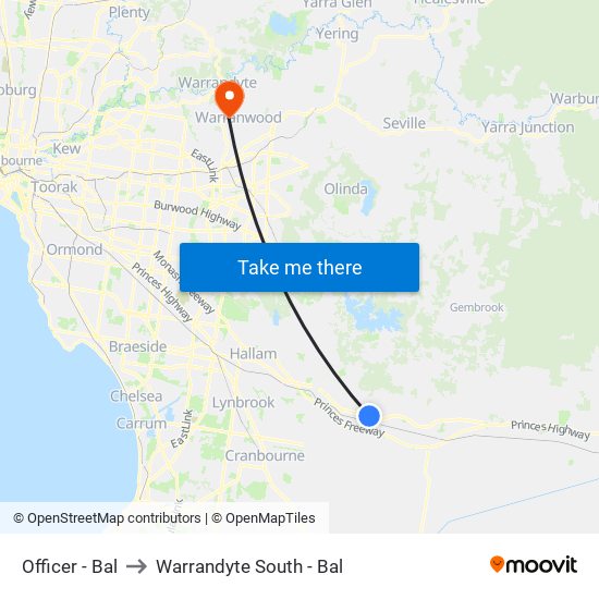 Officer - Bal to Warrandyte South - Bal map