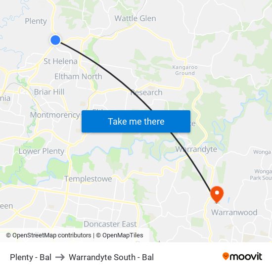 Plenty - Bal to Warrandyte South - Bal map