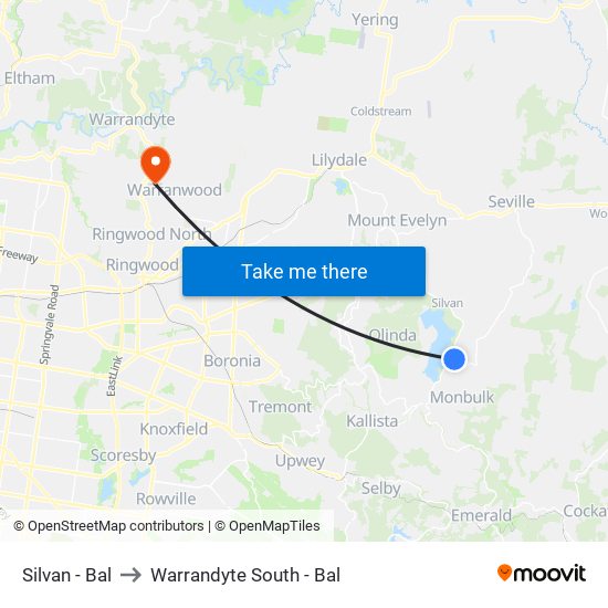 Silvan - Bal to Warrandyte South - Bal map