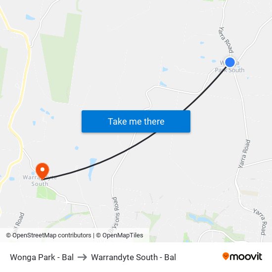 Wonga Park - Bal to Warrandyte South - Bal map