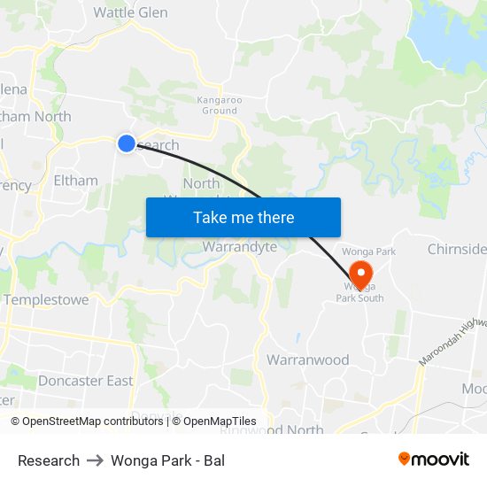 Research to Wonga Park - Bal map