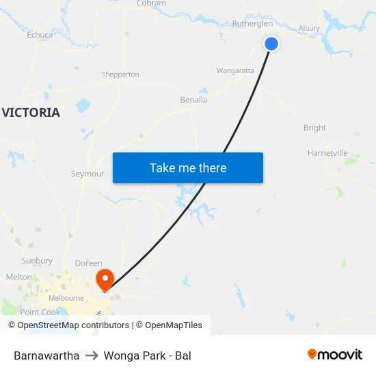 Barnawartha to Wonga Park - Bal map