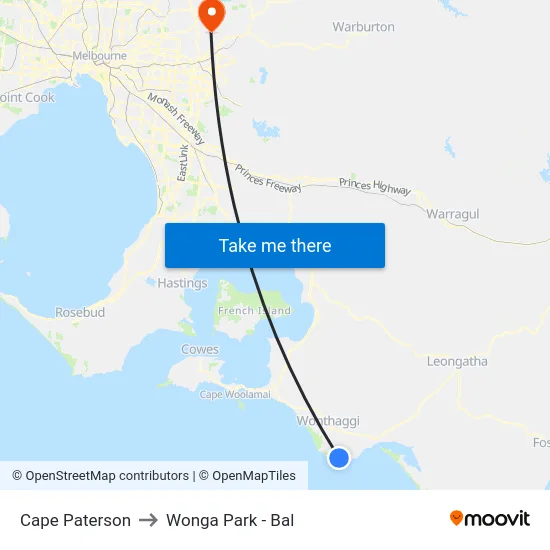 Cape Paterson to Wonga Park - Bal map