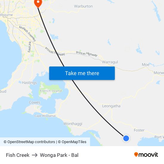 Fish Creek to Wonga Park - Bal map