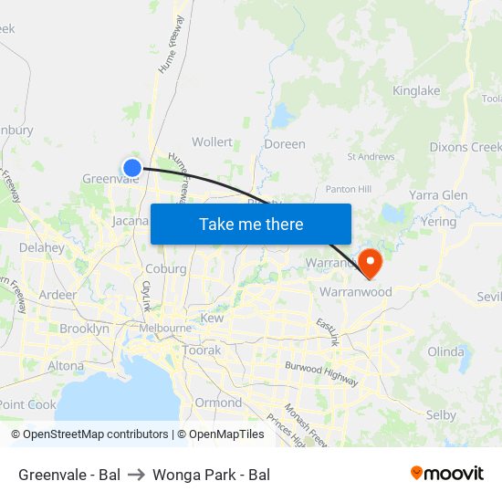 Greenvale - Bal to Wonga Park - Bal map