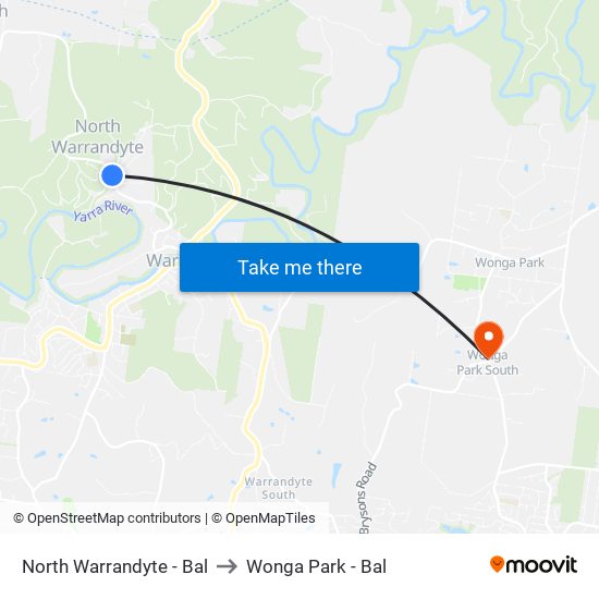 North Warrandyte - Bal to Wonga Park - Bal map