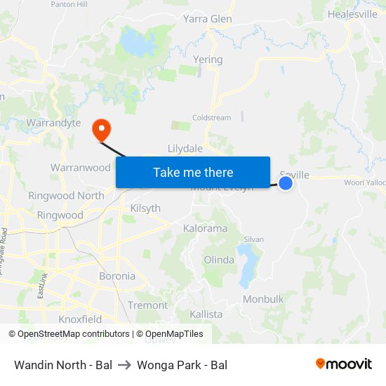 Wandin North - Bal to Wonga Park - Bal map