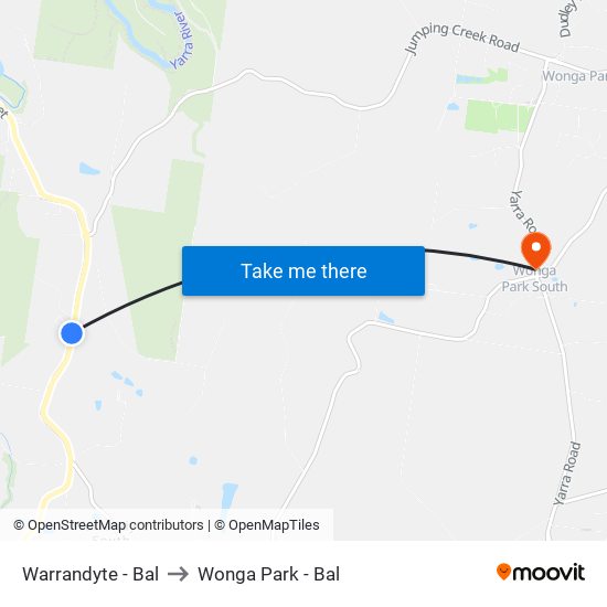Warrandyte - Bal to Wonga Park - Bal map