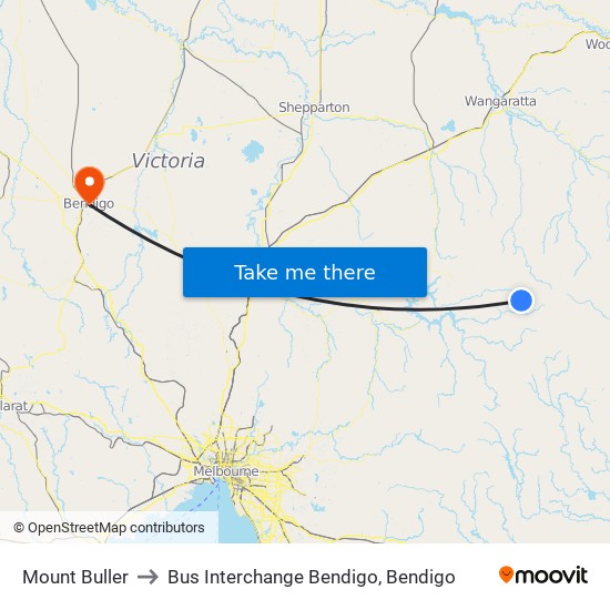 Mount Buller to Bus Interchange Bendigo, Bendigo map