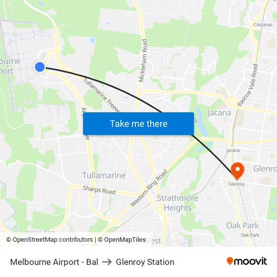 Melbourne Airport - Bal to Glenroy Station map