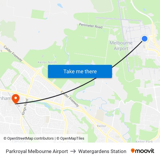 Parkroyal Melbourne Airport to Watergardens Station map