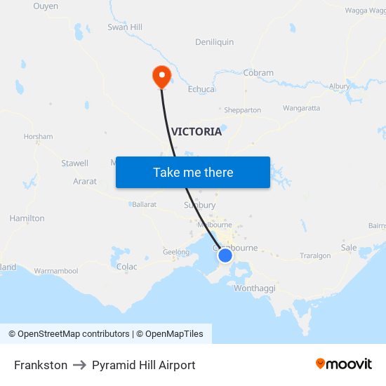 Frankston to Pyramid Hill Airport map