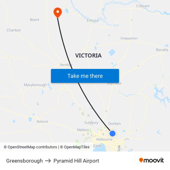 Greensborough to Pyramid Hill Airport map