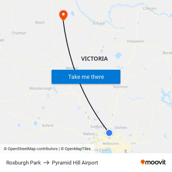 Roxburgh Park to Pyramid Hill Airport map